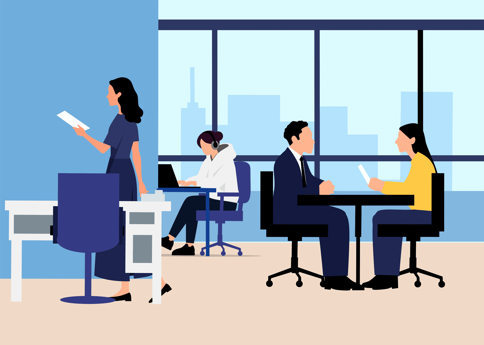 Entrepreneurs and small business owners in the UK SME community working together in a modern office to develop an entrepreneurial mindset.